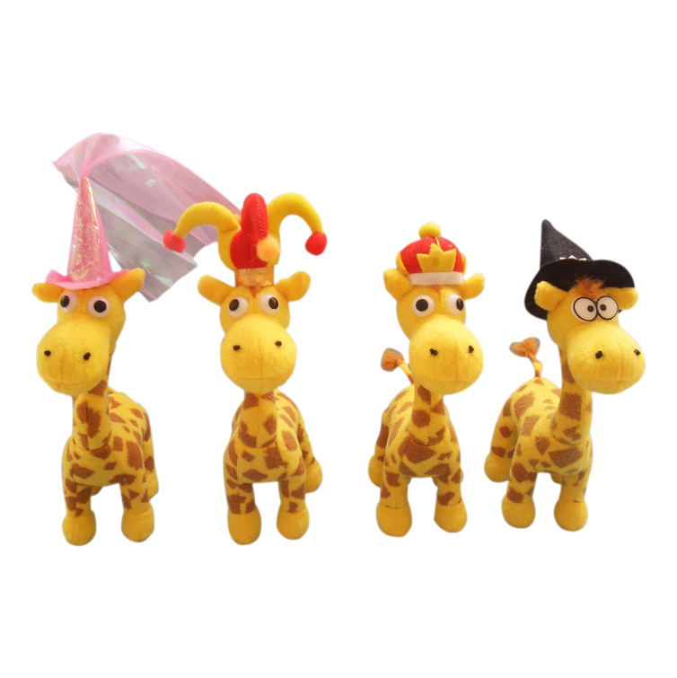 Recommend Christmas Gift Custom Plush Stuffed Giraffe with Hat Toy Keychain