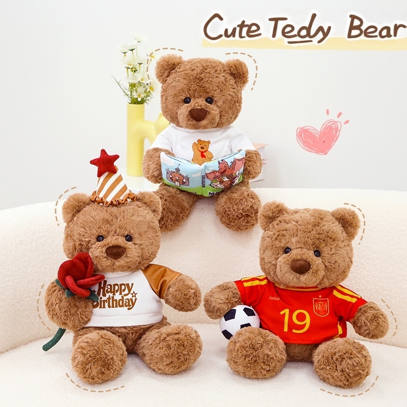 Wholesale Plush Stuffed Soft Fluffy Teddy Bear Toy Doll Gift with Customized Clothes
