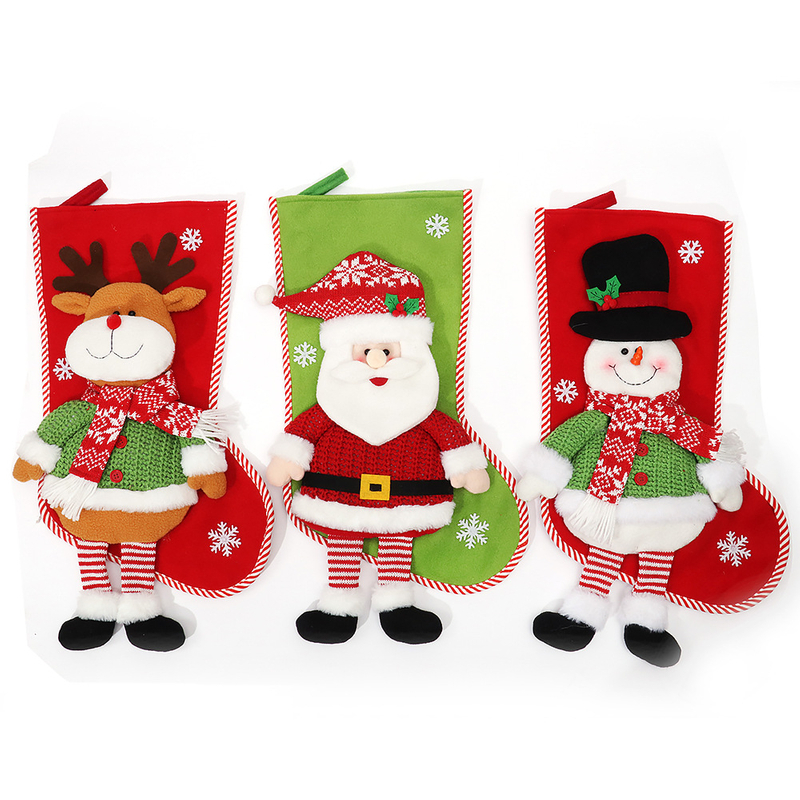 Wholesale Christmas Decoration Plush Stockings Polar Fleece High Quality Socks