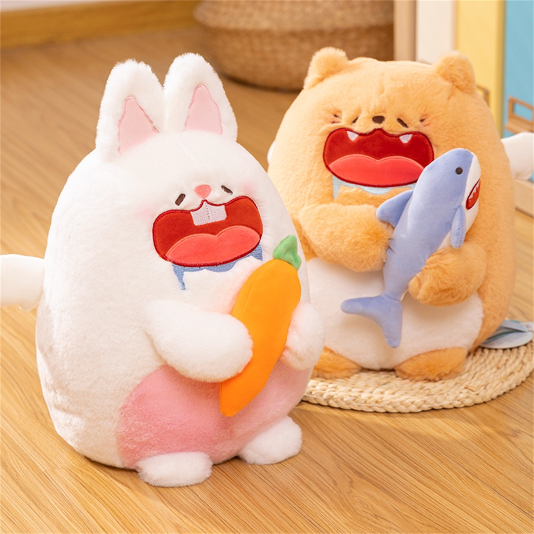 Cat And Rabbit Plush Holiday Gift Soft Fluffy Stuffed Custom Factory Toys