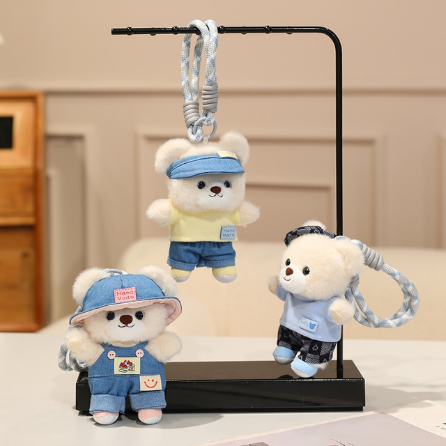 Cute Cartoon Teddy Bear Plush Custom Doll Dressed Soft Stuffed Animal Keychain Toys