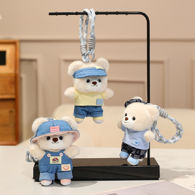 Cute Cartoon Teddy Bear Plush Custom Doll Dressed Soft Stuffed Animal Keychain Toys