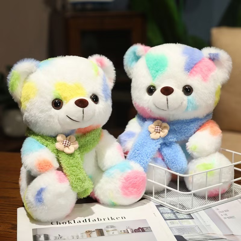 Custom Wholesale Plush Stuffed Colorful Teddy Bear Toy Doll
