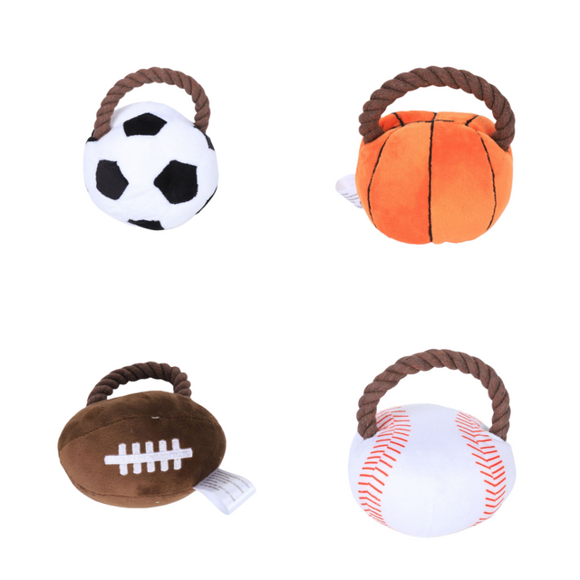 Creative Pet Plush Ball Series Dog Squeaky Chew Cotton Rope Toy