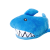 Blue Shark with Embroidered Teeth Plush Kids Hotel Indoor Soft Slippers