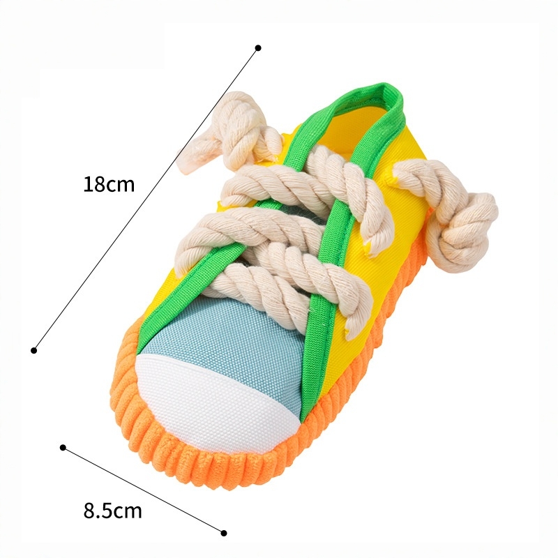 High Quality Pet Plush Shoe Shape Dog Squeaky Chew Rope Toy
