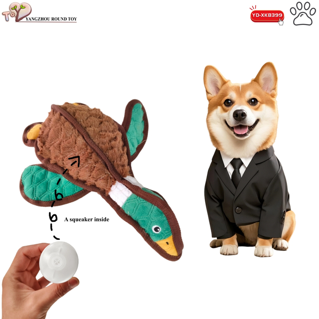 Fluffy Duck Anime Soft Stuffing-Free Interactive Plush Wholesale Dog Squeaky Toy