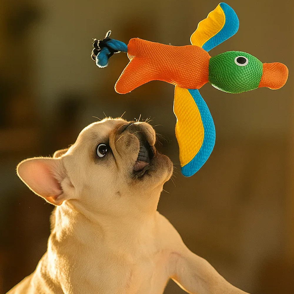 Pet Interactive Plush Wild Goose Dog Squeaky Chew Rope Toy