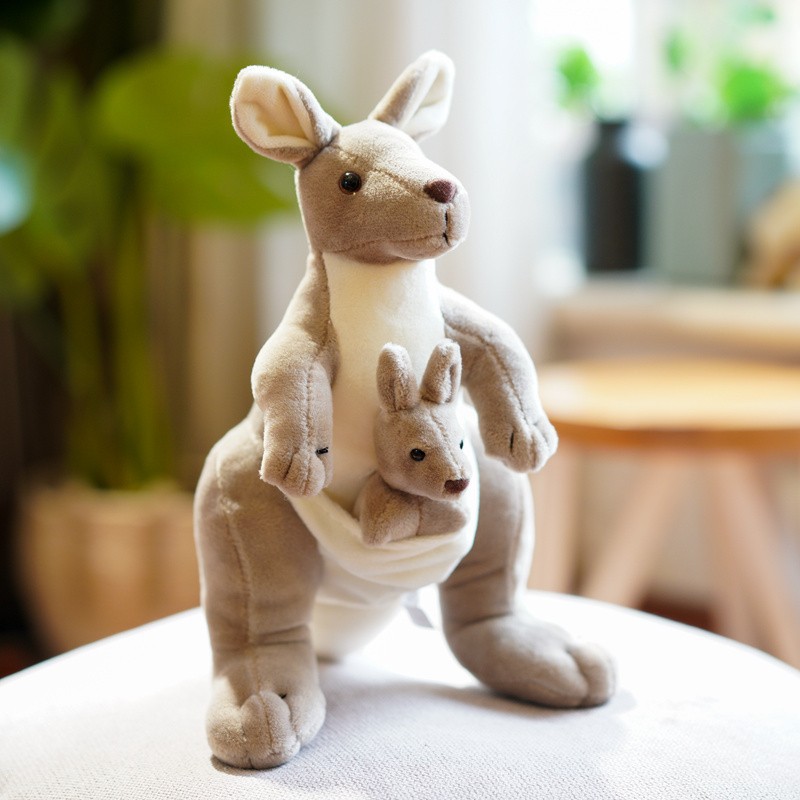 YD-KB070 Kangaroo Grey Soft Stuffed Plush Animal Custom Wholesale Toy with Joey