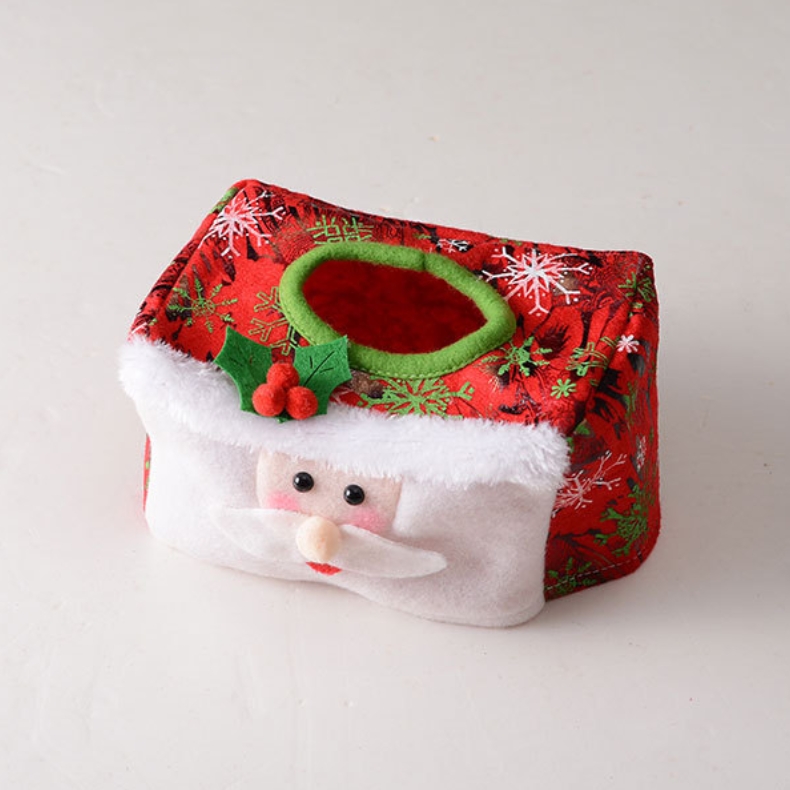 Christmas Decoration Plush Cartoon Santa Claus Table Tissue Box