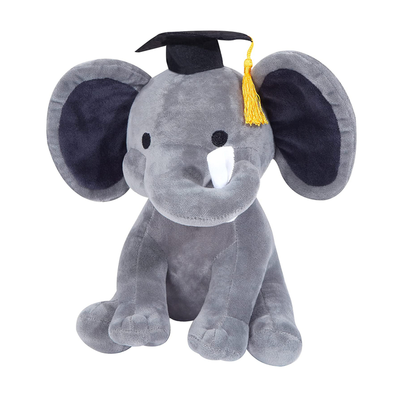 Gray And Pink Color Elephant Graduation Factory Made Stuffed Plush Soft Animal OEM Toy