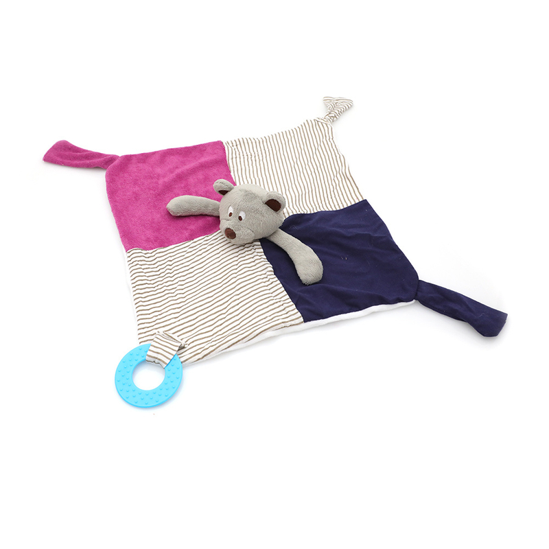Baby Comforter Soft Soother Blanket with Teether Satin Label Infant Blanket