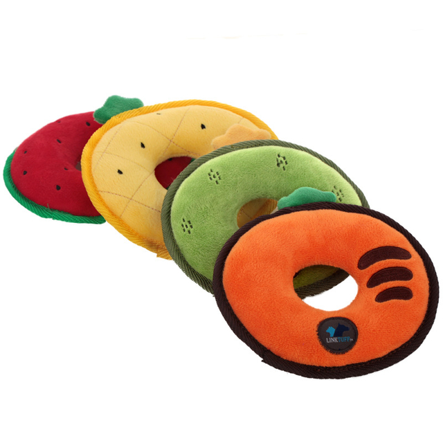 Custom Wholesale Plush Stuffed Pet Doughnuts Disc Dog Chew Squeaky Toy