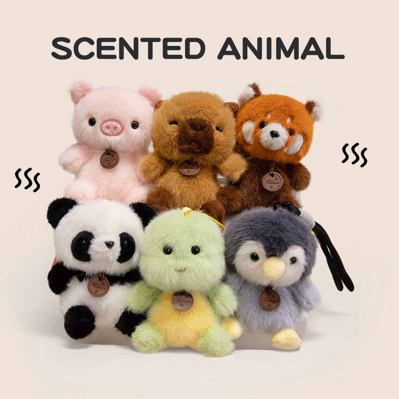 Wholesale Plush Stuffed Fluffy Cute Animal Series Toy Doll Keyring