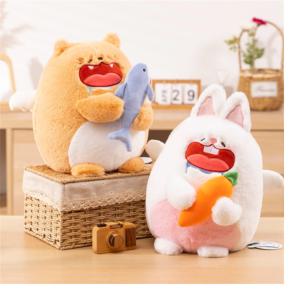 Cat And Rabbit Plush Holiday Gift Soft Fluffy Stuffed Custom Factory Toys