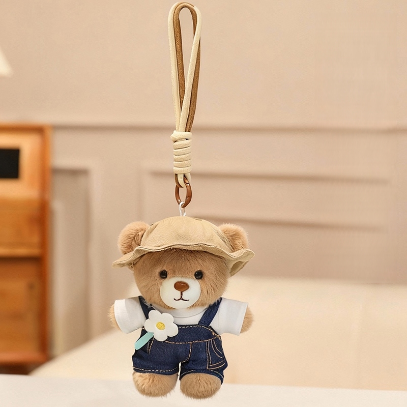 Cute Cartoon Teddy Bear Plush Custom Doll Dressed Soft Stuffed Animal Keychain Toys