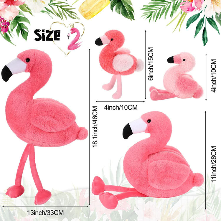 Children Gift Plush Stuffed Cartoon Pink Flamingo Toy Set Storage Doll