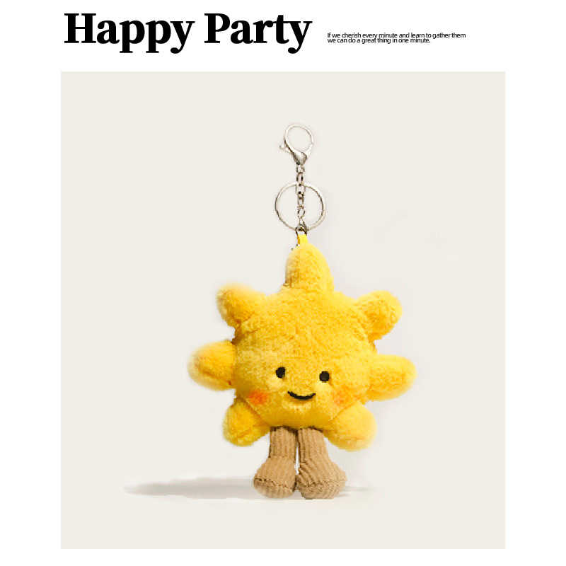 Cute Sun Flower Plush Stuffed Cartoon Toy Keychain with Custom Accessories