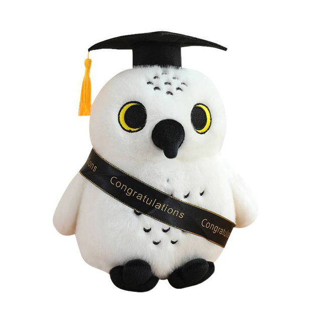 Custom Logo Plush Cartoon Graduation Owl Toy Doll School Souvenir