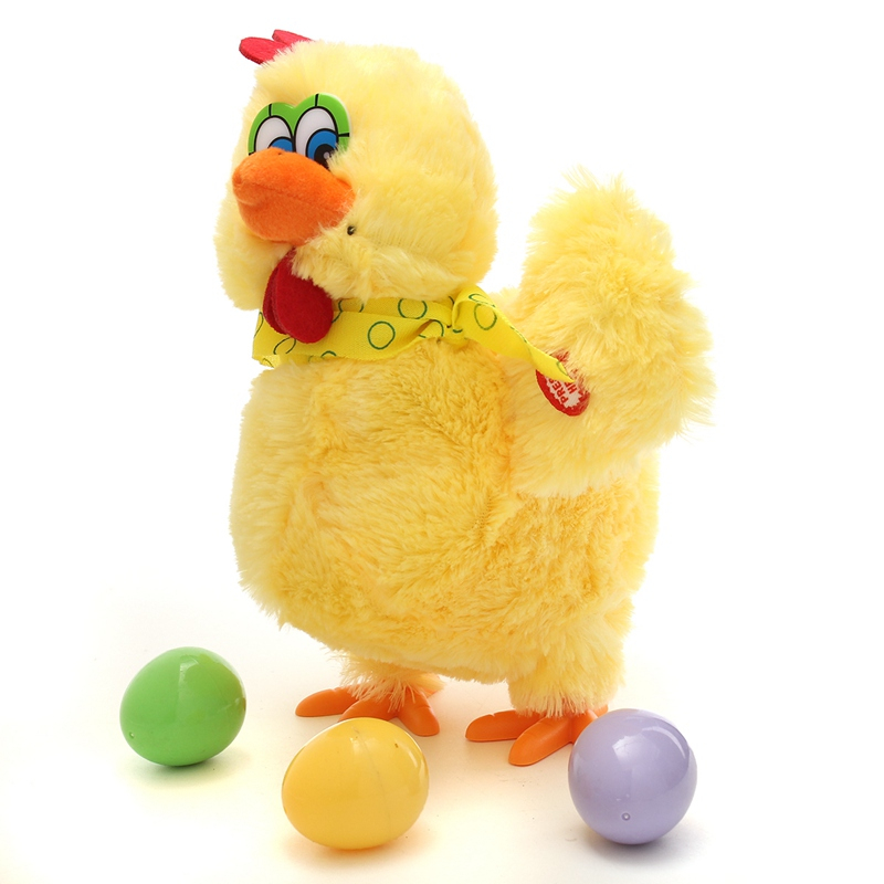 Electric Dancing Hen Plush Singing Toy Soft Gift Lay Eggs Chicken Kids Toy