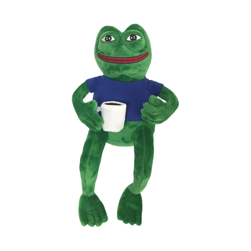 Green Smile Frog Soft Plush Custom Made Gift Toy with A Cup