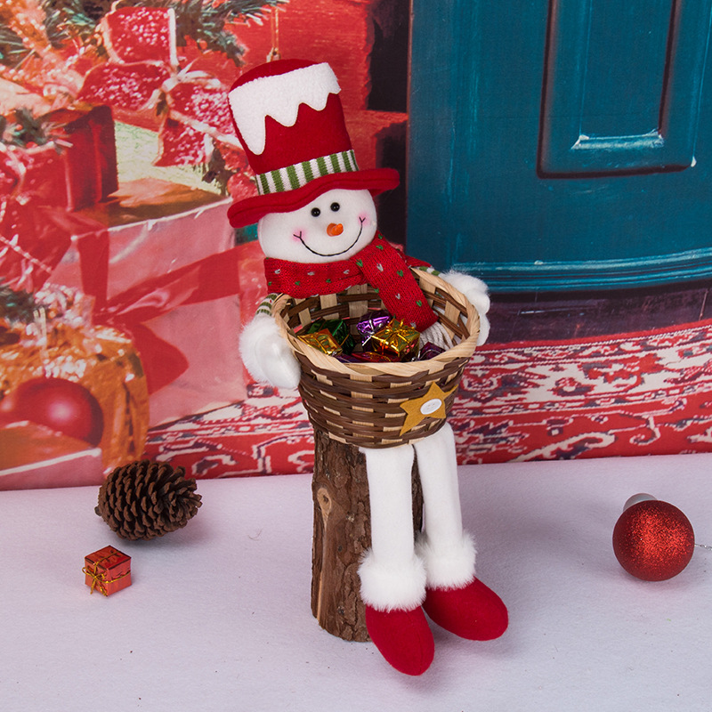 Table Decoration Plush Stuffed Santa Claus Toy Doll Christmas Candy Basket