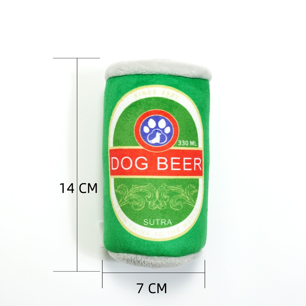 YD-BD007 Soda Beer Can Custom Design Pet Suply Soft Plush Squeakky Dog Chewy Toy