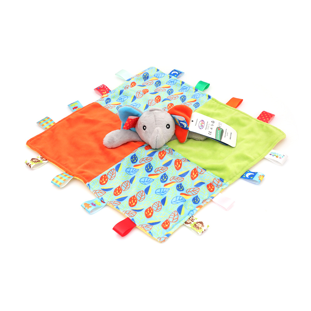 Baby Comforter Soft Soother Blanket with Teether Satin Label Infant Blanket