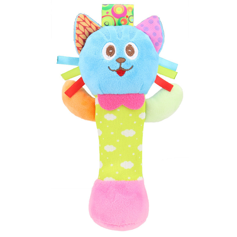 EN71 Baby Toy Custom Plush Stuffed Cartoon Animal Bell Hand Stiick