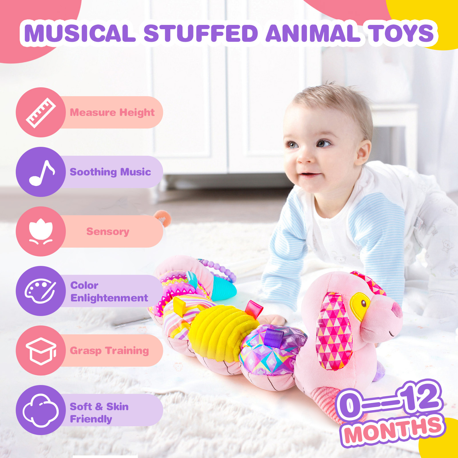 Creative Plush Electric Soft Pink Dog Baby Toy Doll Children Gift