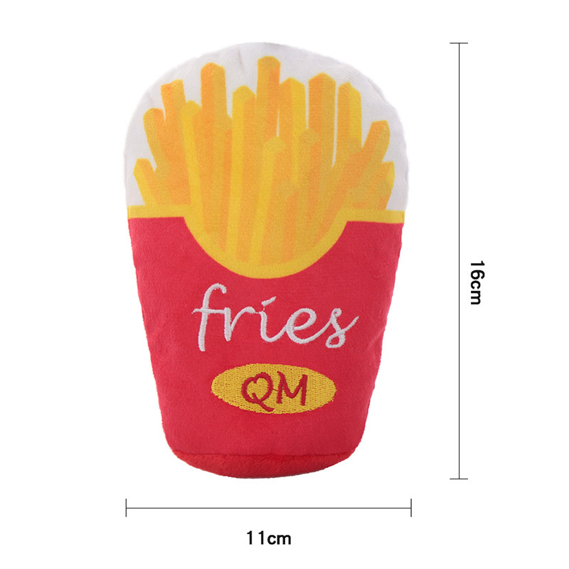 Hot Sale Plush Stuffed Pet Food Family Bucket Fried Chicken Dog Chew Squeaky Toy