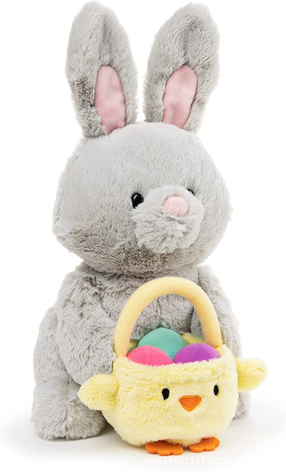 Holiday Party Decoration Plush Stuffed Bunny with Easter Eggs Blankets Toy Set