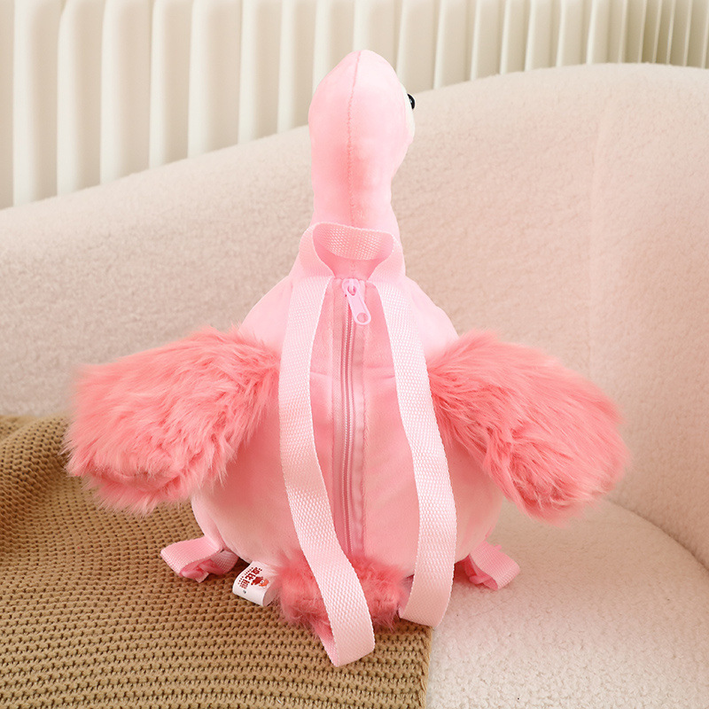 Creative Design Plush Stuffed Pink Flamingo Toy Bag Child Backpack
