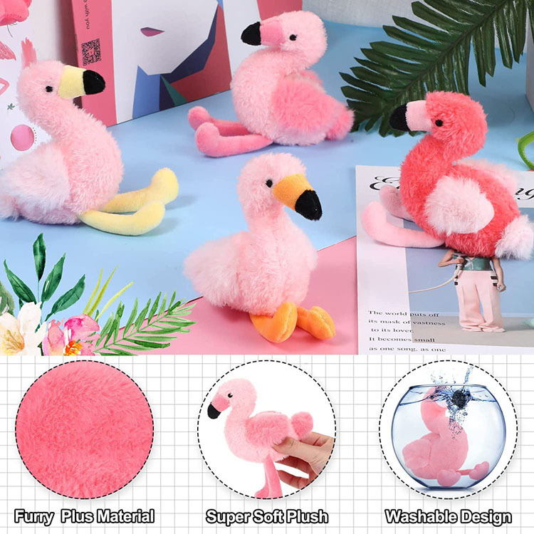 Children Gift Plush Stuffed Cartoon Pink Flamingo Toy Set Storage Doll