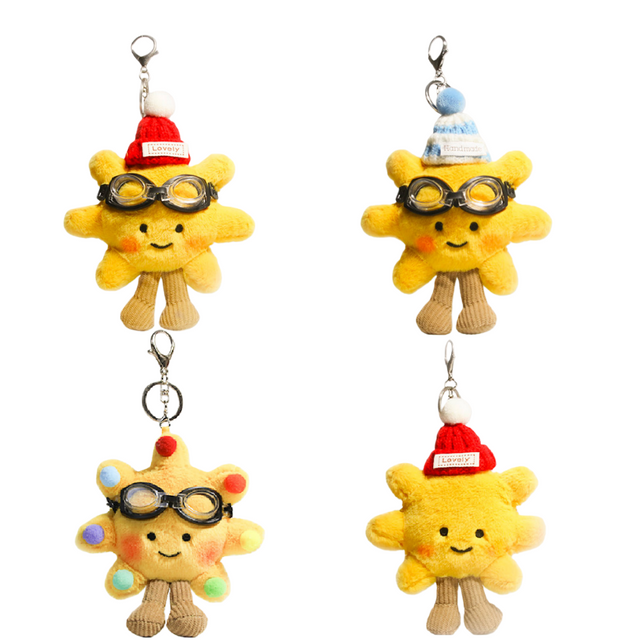 Cute Sun Flower Plush Stuffed Cartoon Toy Keychain with Custom Accessories