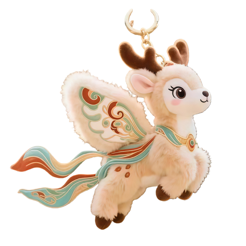 Creative Cultural Custom Plush Stuffed Cute Cat Nice-colored Deer Toy Keychain