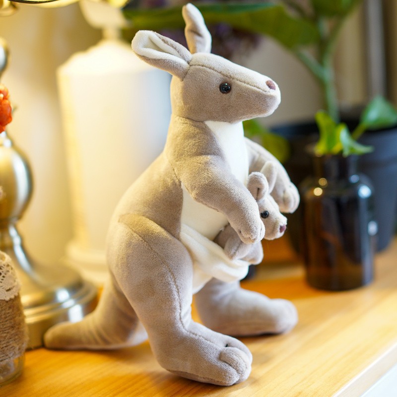 YD-KB070 Kangaroo Grey Soft Stuffed Plush Animal Custom Wholesale Toy with Joey