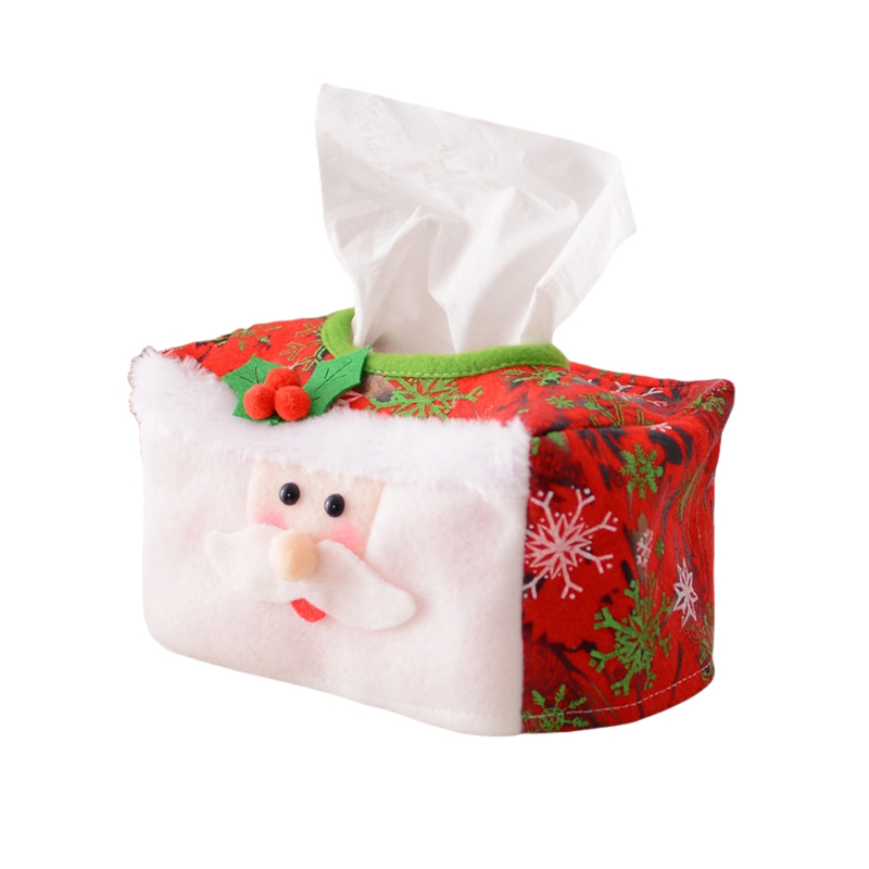 Christmas Decoration Plush Cartoon Santa Claus Table Tissue Box