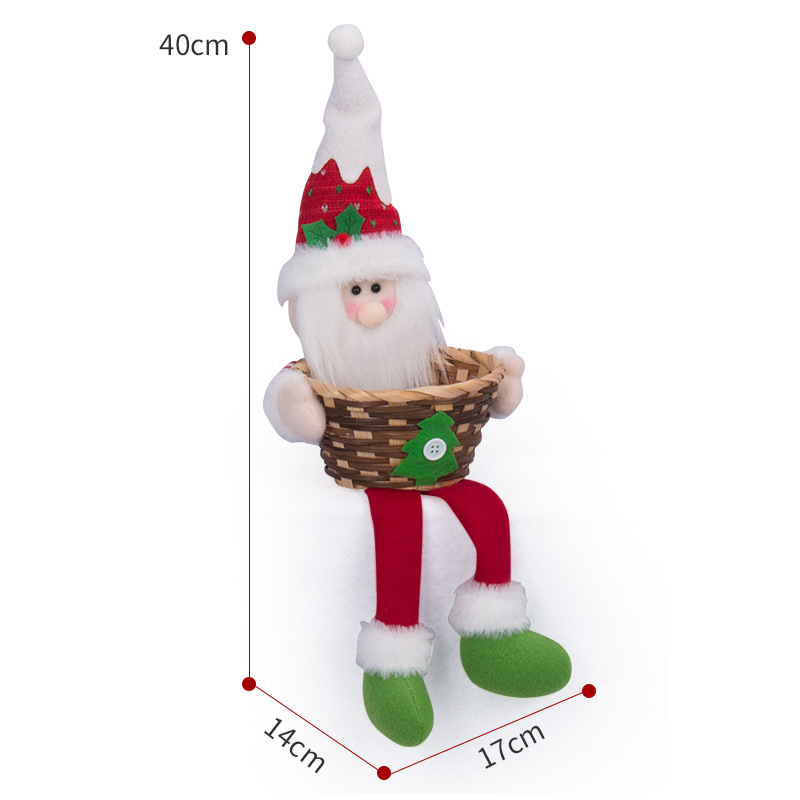 Table Decoration Plush Stuffed Santa Claus Toy Doll Christmas Candy Basket