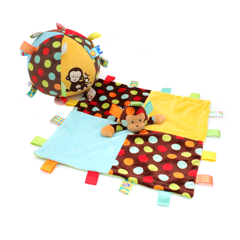 Baby Comforter Soft Soother Blanket with Teether Satin Label Infant Blanket