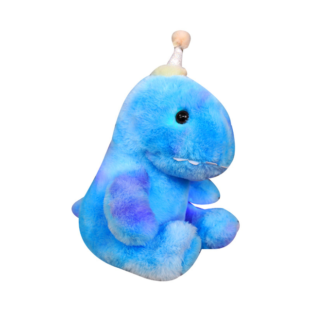 YD-BD039 Fluffy Blue Dinosaur Gift Glowing Plush Soft Toy with LED