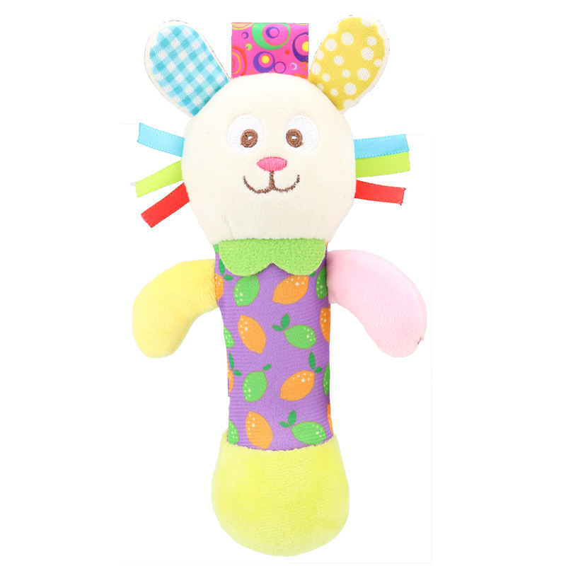 EN71 Baby Toy Custom Plush Stuffed Cartoon Animal Bell Hand Stiick