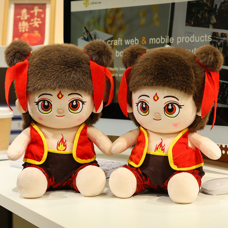 Nezha Brave Boy Plush opgestopte tekenprentfiguur Figuur Custom Toy