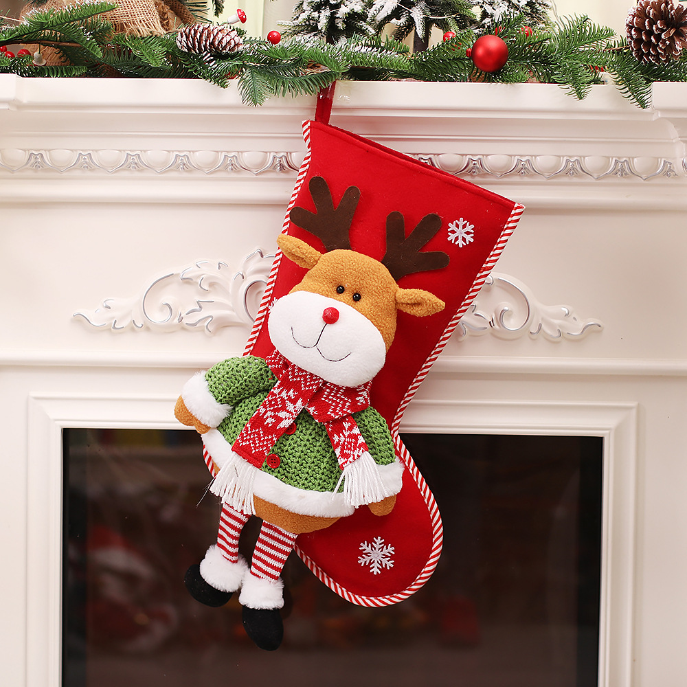 Wholesale Christmas Decoration Plush Stockings Polar Fleece High Quality Socks