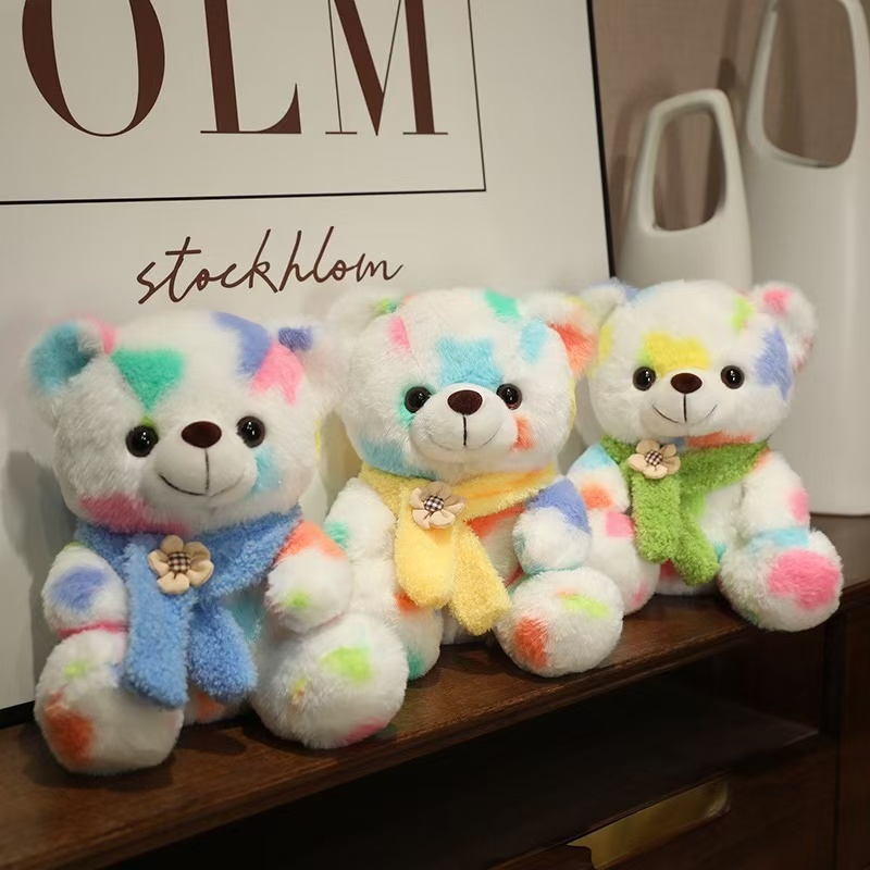 Custom Wholesale Plush Stuffed Colorful Teddy Bear Toy Doll