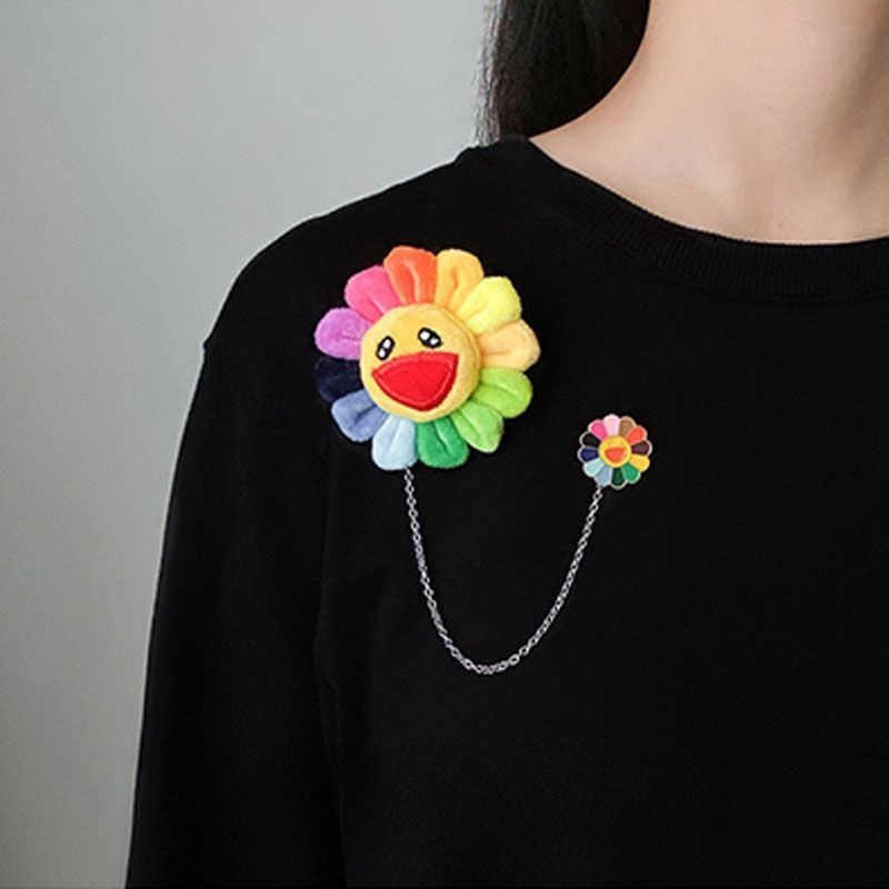 New Arrival Plush Stuffed Cartoon Sunflower Toy Doll with Brooch