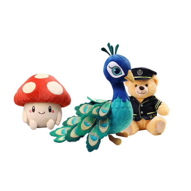 High Quality Embroidery Plush Mascot Stuffed Animal Peacock Toy