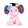 Gray And Pink Color Elephant Graduation Factory Made Stuffed Plush Soft Animal OEM Toy