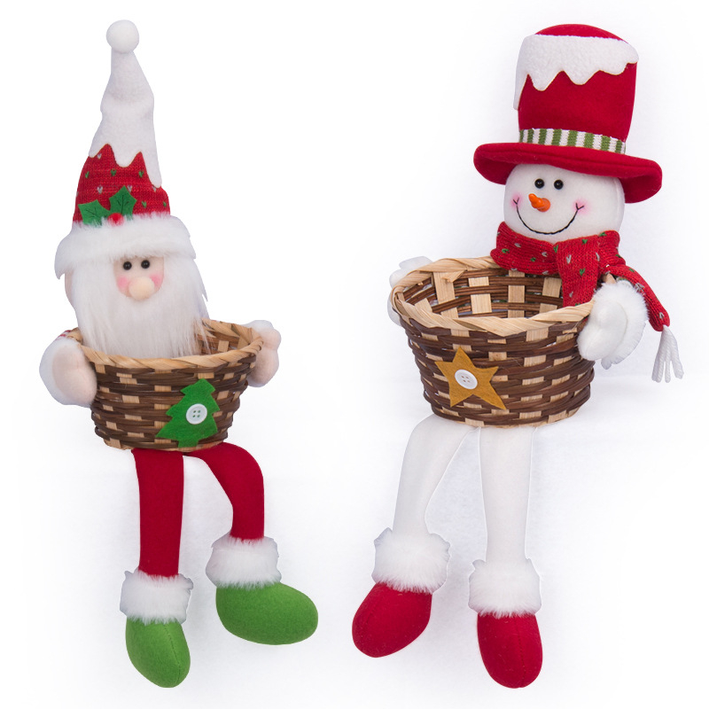 Table Decoration Plush Stuffed Santa Claus Toy Doll Christmas Candy Basket