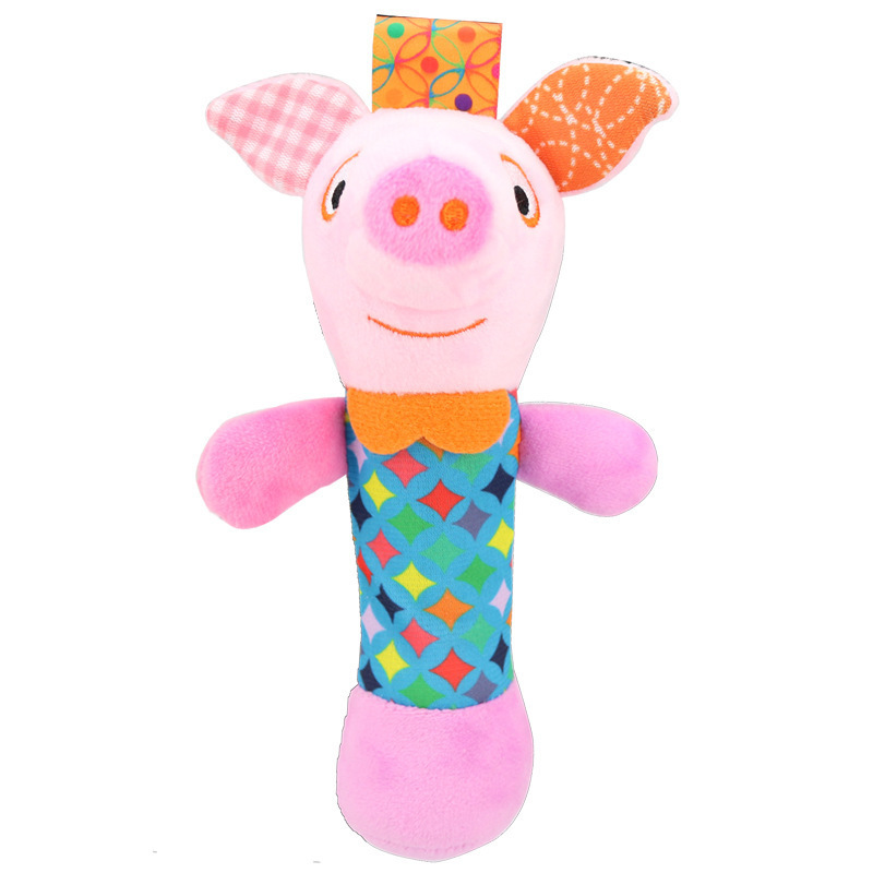 EN71 Baby Toy Custom Plush Stuffed Cartoon Animal Bell Hand Stiick